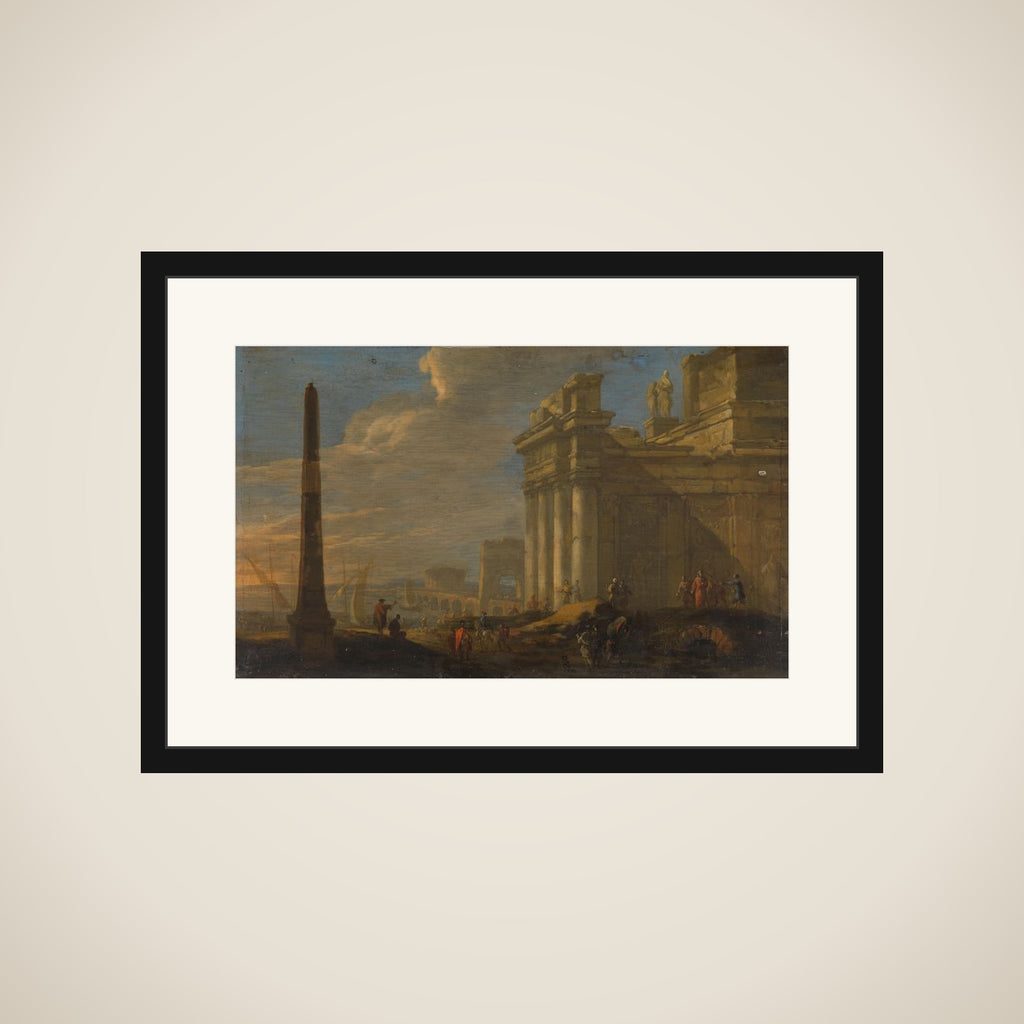 Italian harbor view framed