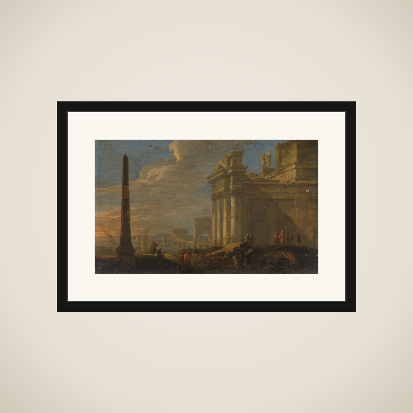 Italian harbor view framed