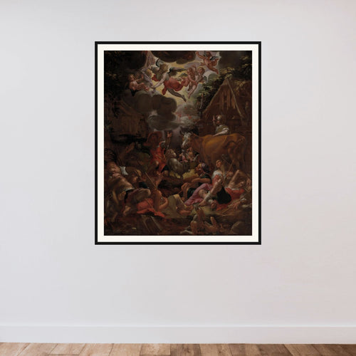Annunciation to the Shepherds framed — shown to scale