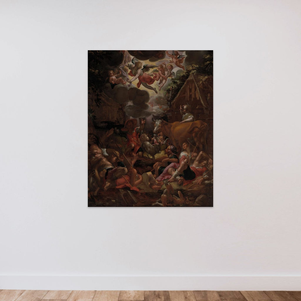 Annunciation to the Shepherds unframed — shown to scale