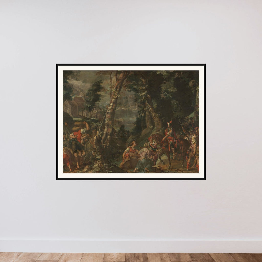 Meeting between David and Abigail framed — shown to scale