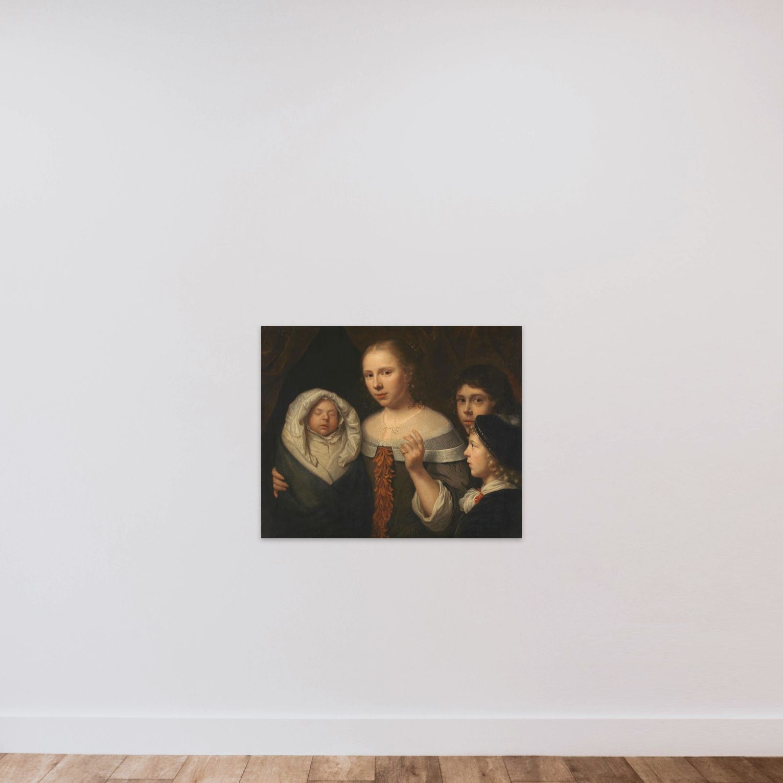 Portrait of a Young Woman with Three Children unframed — shown to scale
