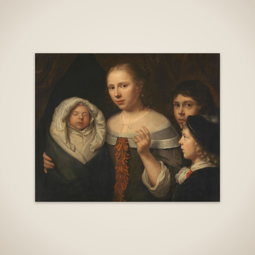 Portrait of a Young Woman with Three Children unframed print