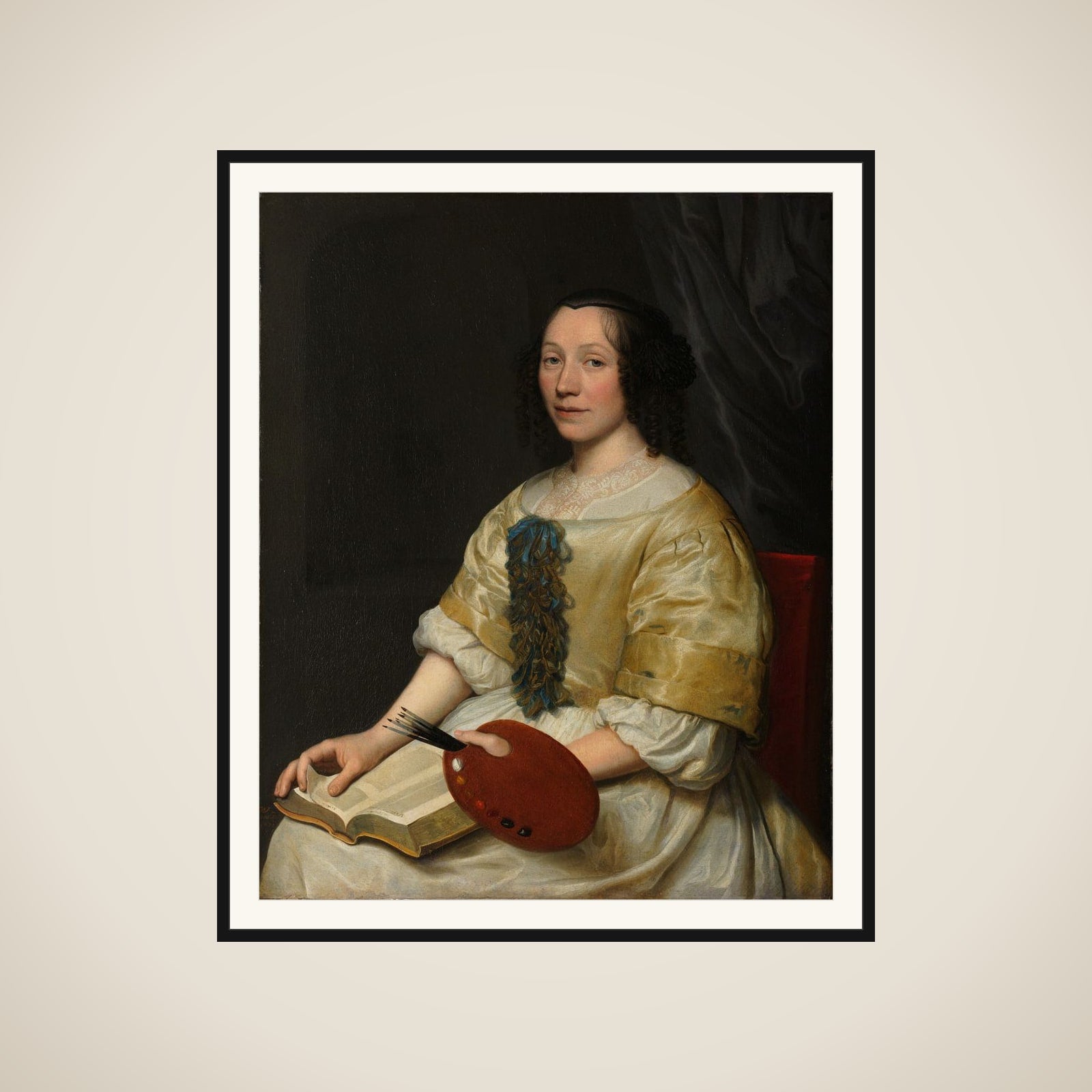Portrait of Maria van Oosterwijck (1630-1693) framed
