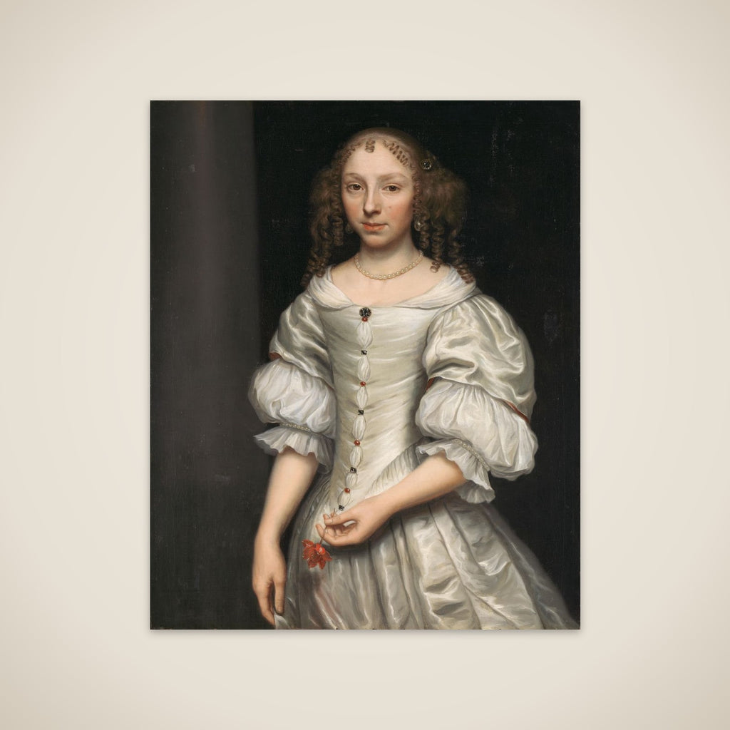 Portrait of a Young Woman Holding a Flower unframed print