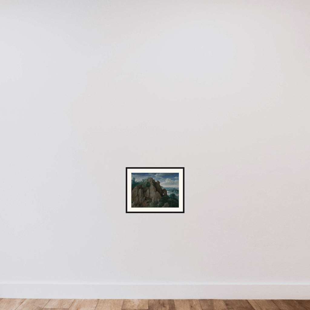 Mountainous landscape framed — shown to scale