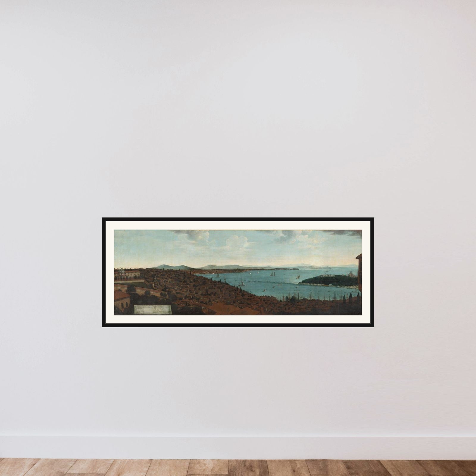 View of Constantinopel en het Serail vanuit de Hollandse ambassade framed — shown to scale