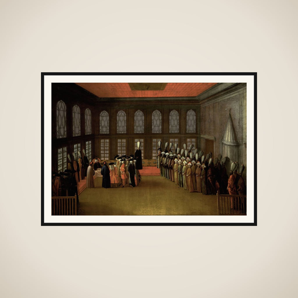 An Ambassador's Audience with the Grand Vizier in his Yali on the Bosporus (Ambassador Cornelis Calkoen, 12 August 1727) framed