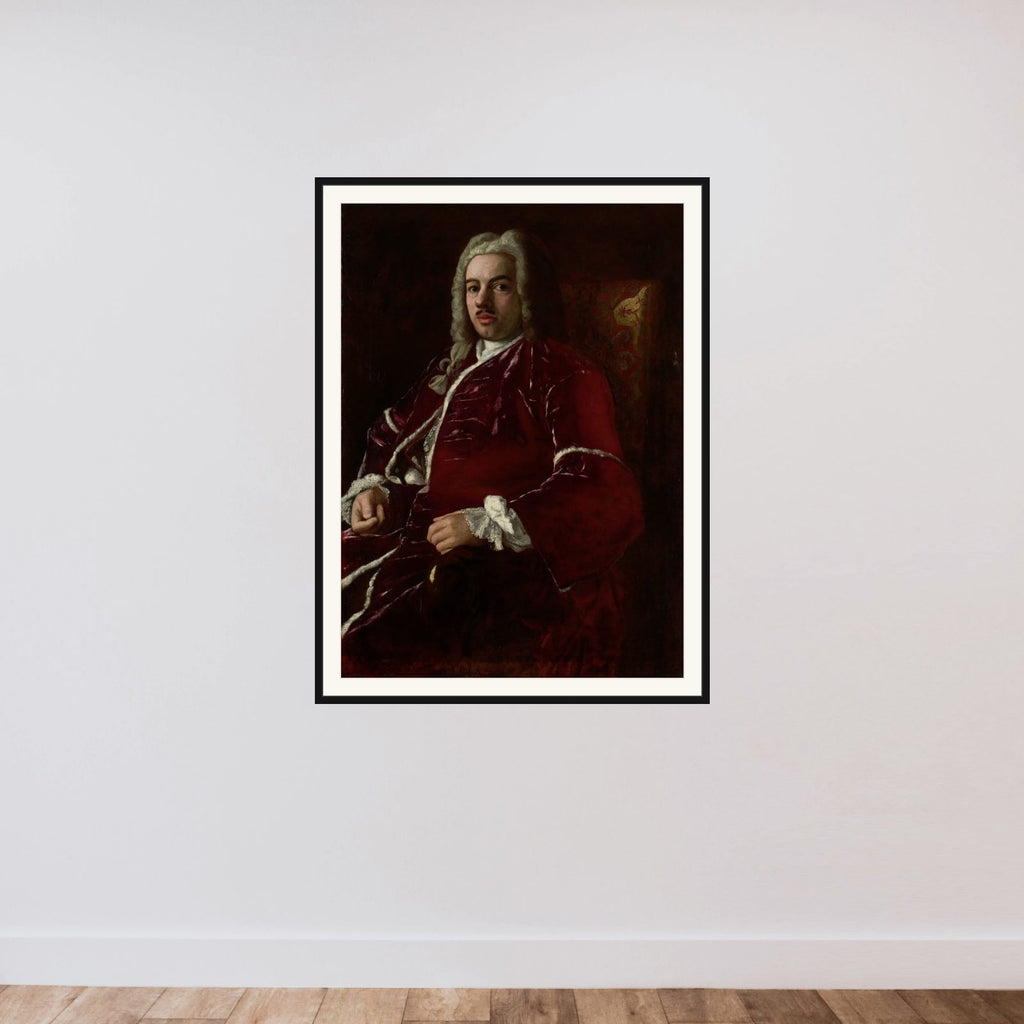Portrait of Cornelis Calkoen (1696-1764). Ambassador to the Ottoman Empire in Constantinople (Istanbul) framed — shown to scale