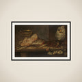 Still Life with Fish and a Lobster and Oysters on a Table nearby framed