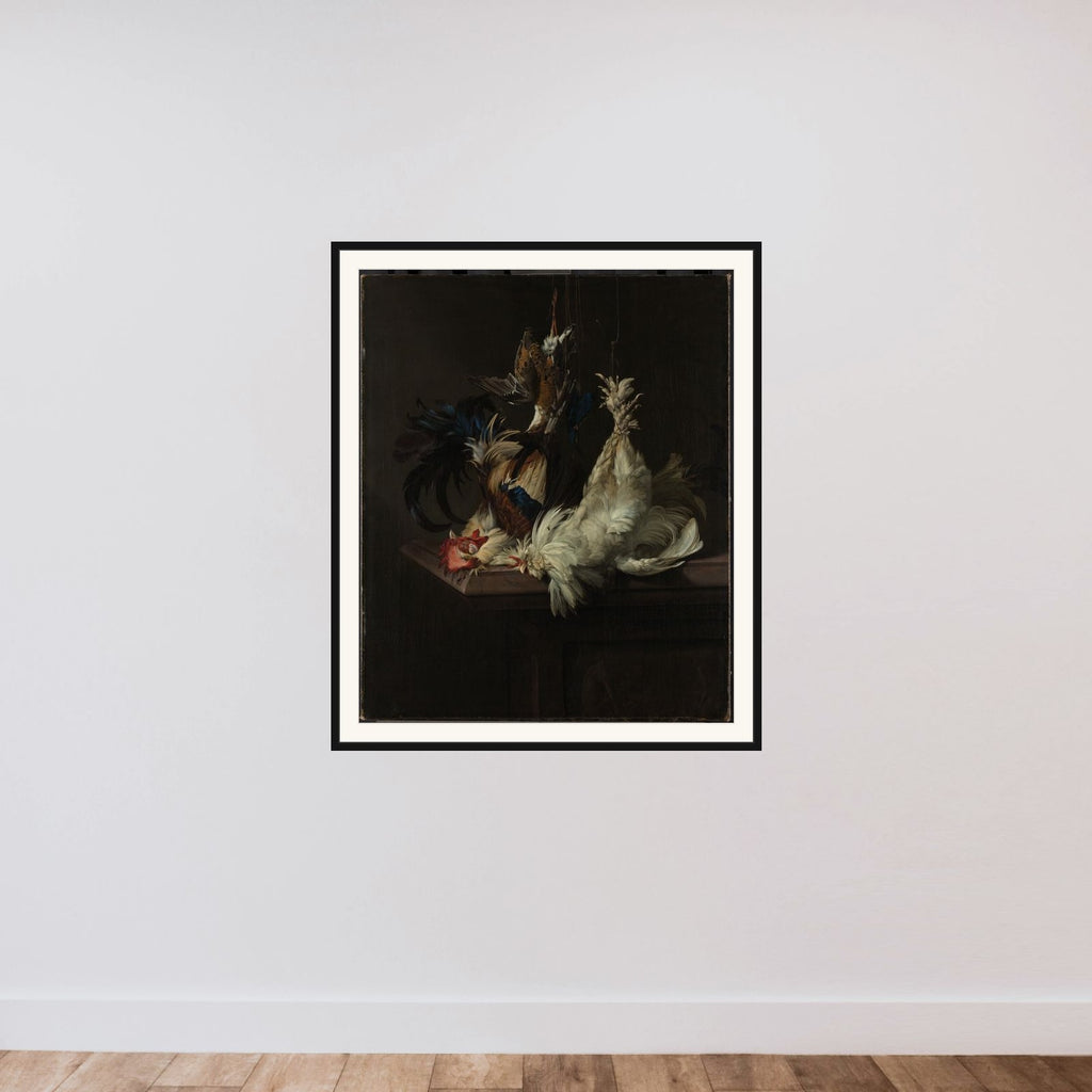Still life with Poultry framed — shown to scale