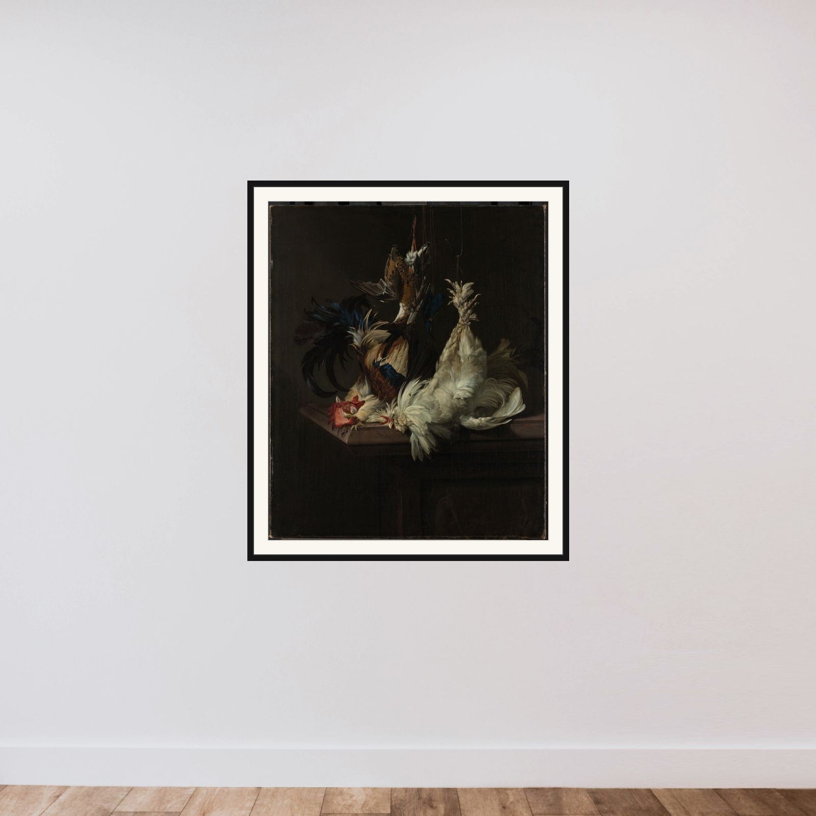 Still life with Poultry framed — shown to scale