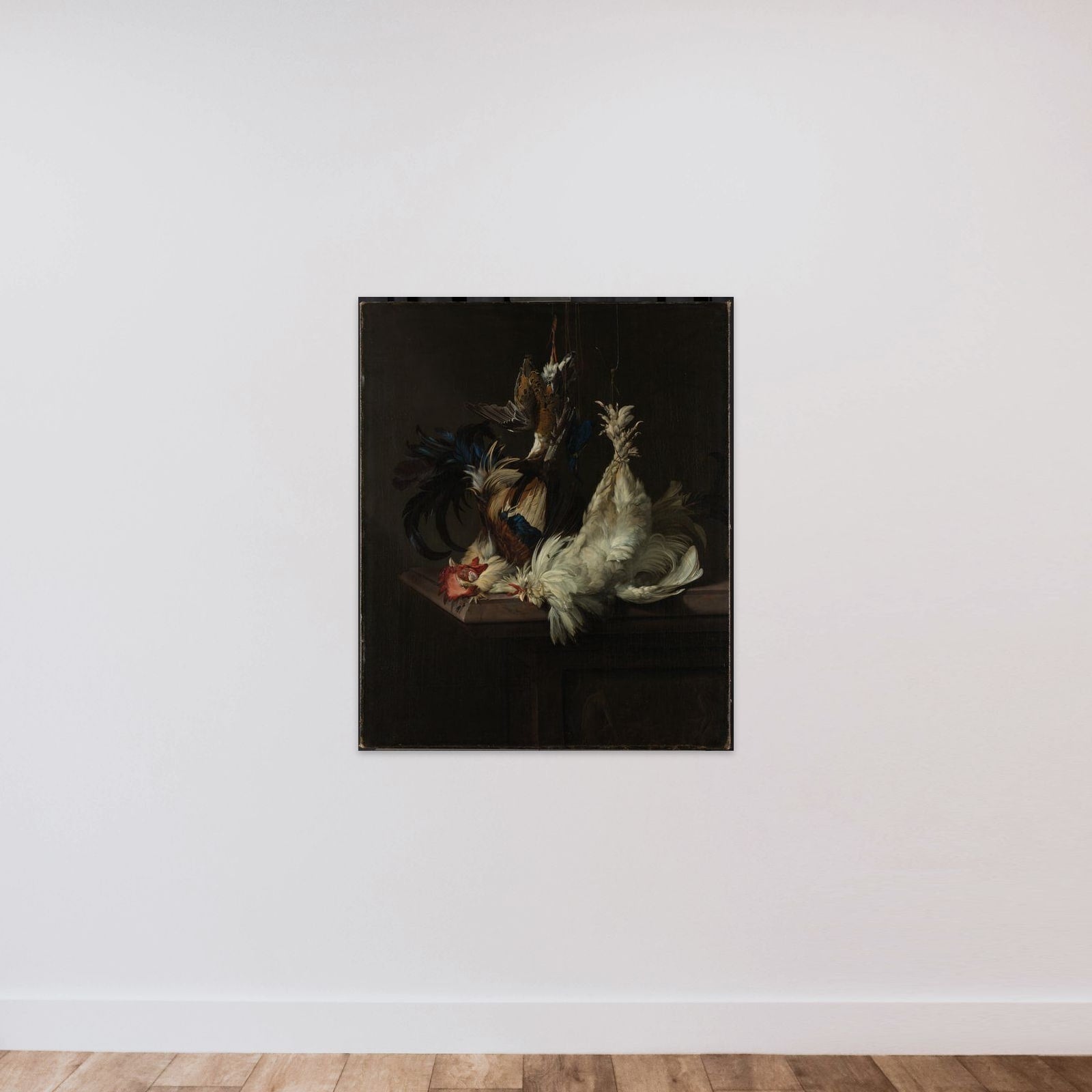 Still life with Poultry unframed — shown to scale