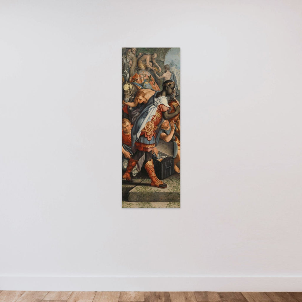 Wing of an Altarpiece with Adoration of the Magi, on the reverse is Presentation in the Temple unframed — shown to scale