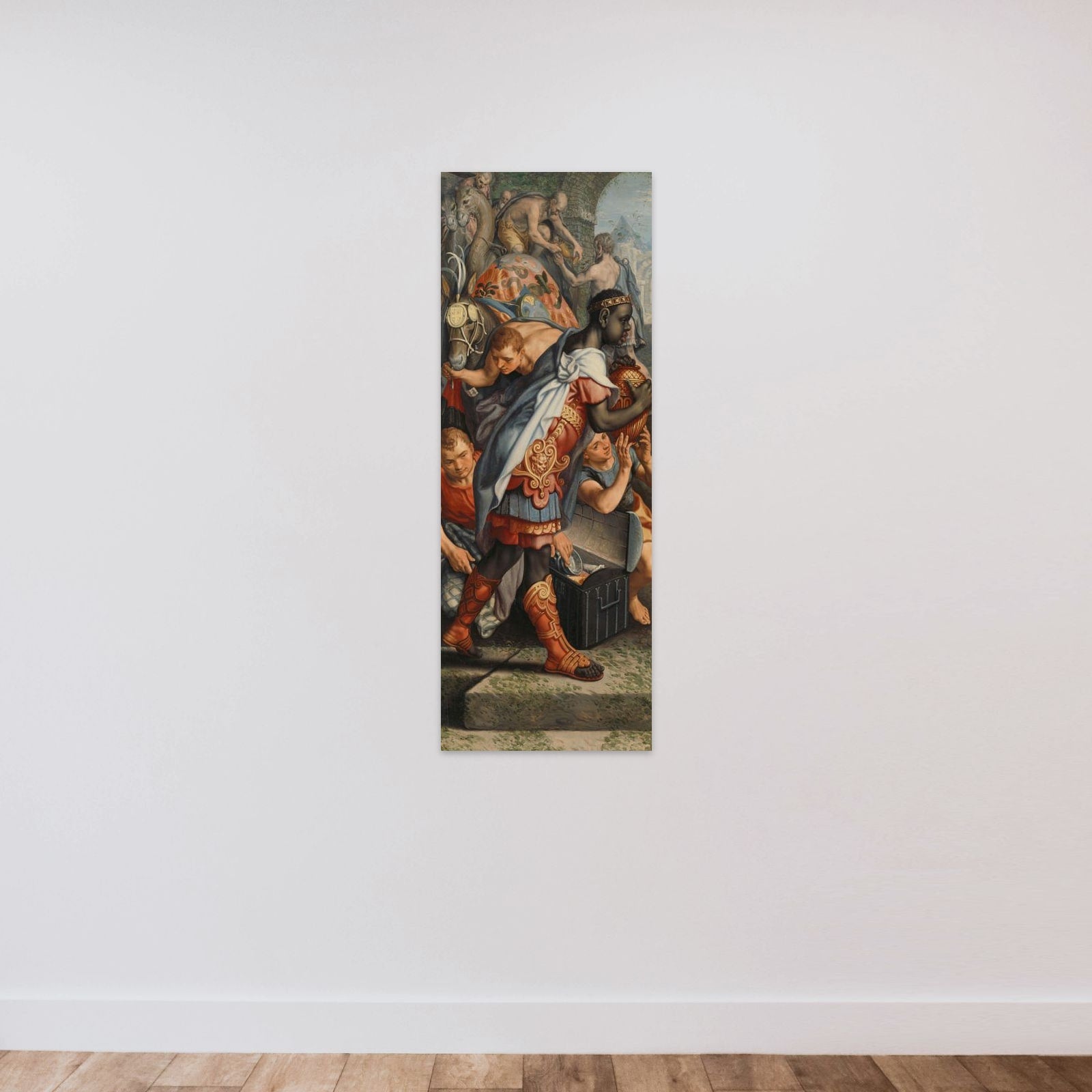 Wing of an Altarpiece with Adoration of the Magi, on the reverse is Presentation in the Temple unframed — shown to scale