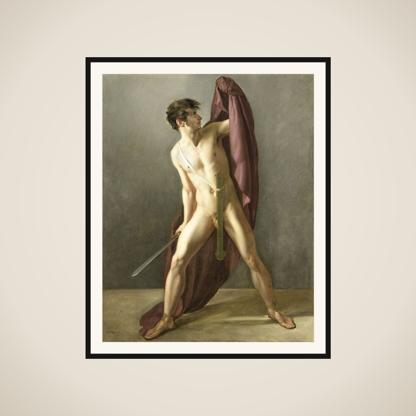 Warrior with Drawn Sword framed