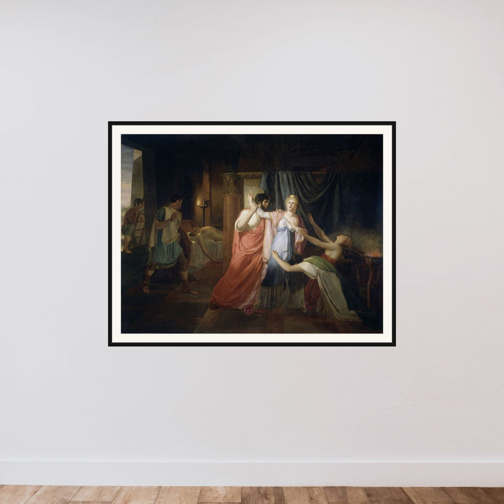 Proculeius Preventing Cleopatra from Stabbing herself framed — shown to scale