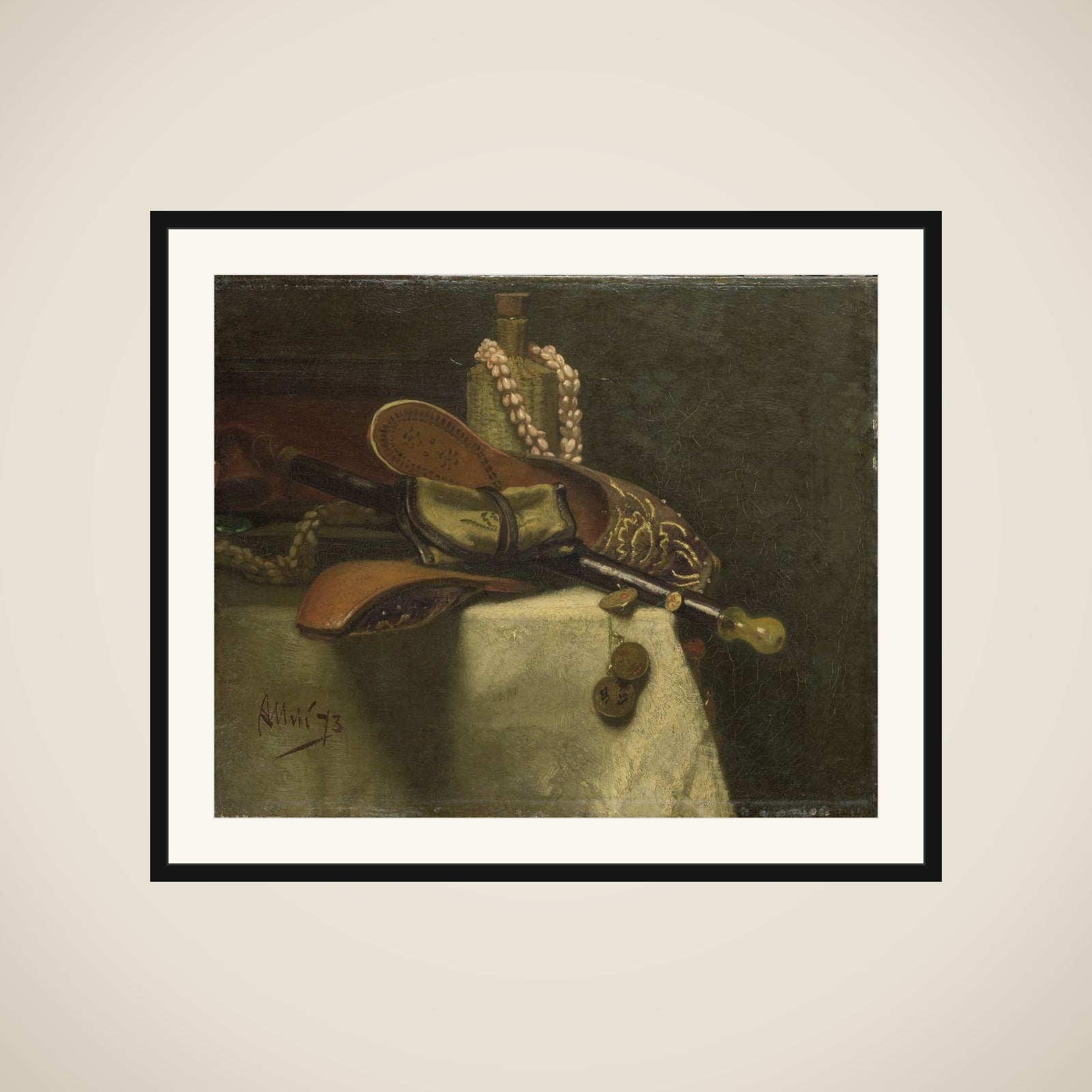 Still Life with Oriental Slippers framed