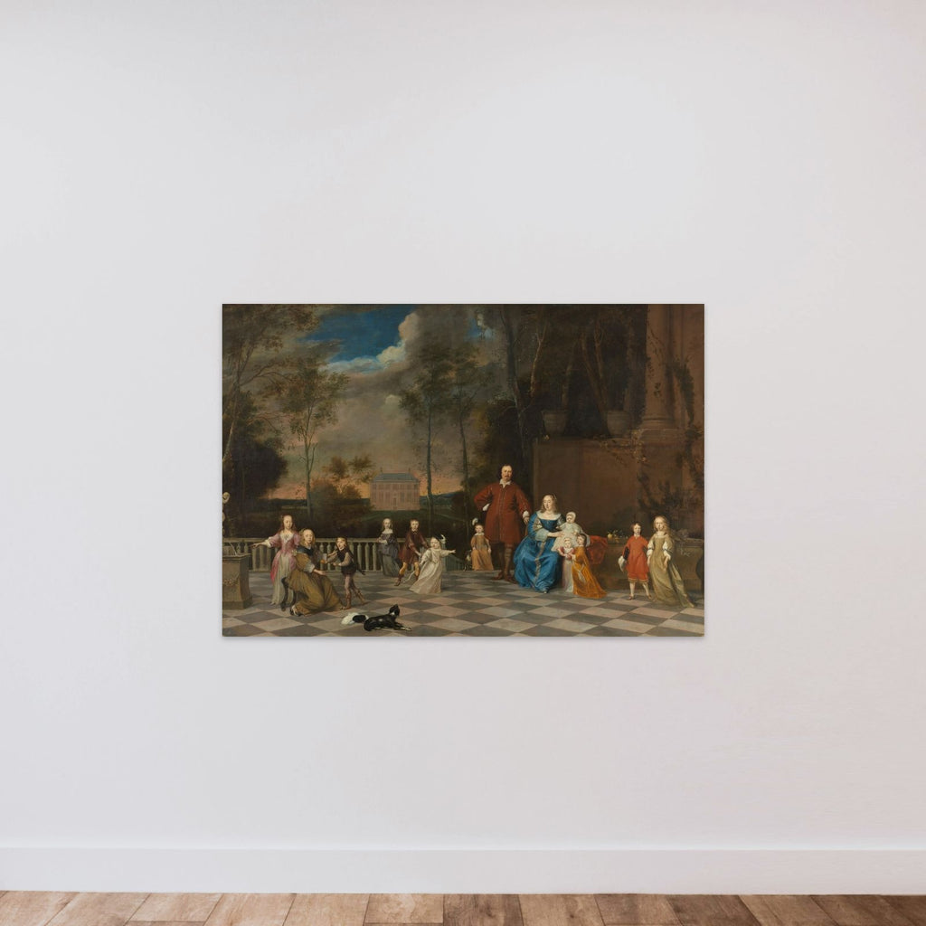 The Amsterdam Merchant Jeremias van Collen (1608-1676), with his Wife and their Twelve Children unframed — shown to scale