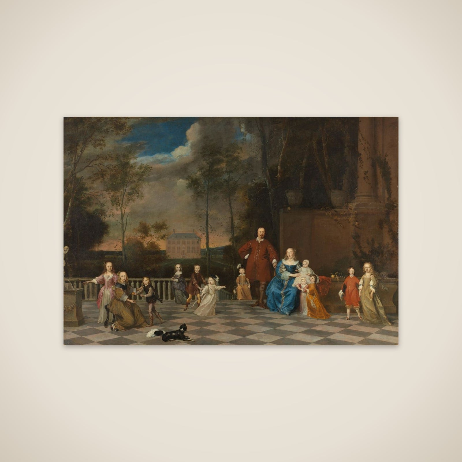 The Amsterdam Merchant Jeremias van Collen (1608-1676), with his Wife and their Twelve Children unframed print