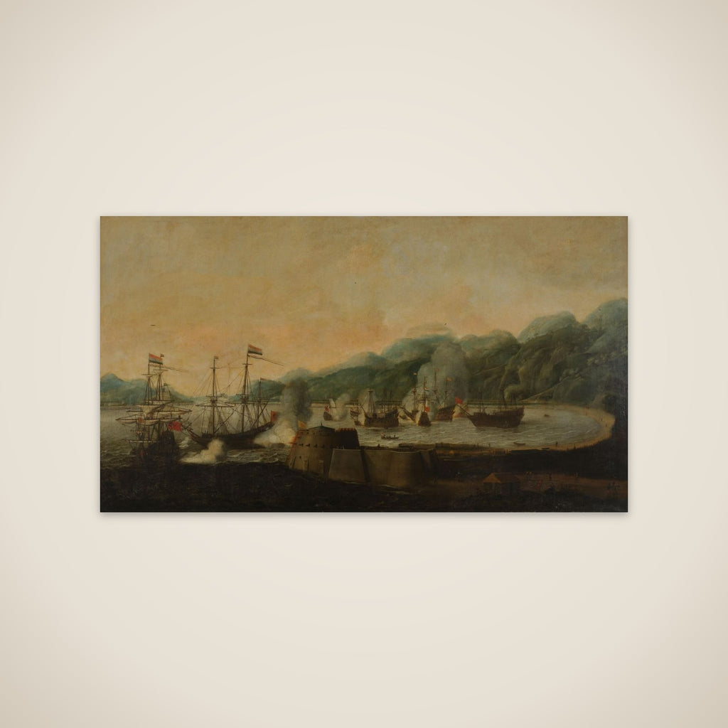 A Dutch Squadron under the Command of Cornelis Simonsz van der Veer Carrying Out a Surprise Attack on Three Portuguese Galleons in the Bay of Goa Velha, 30 September 1639 unframed print