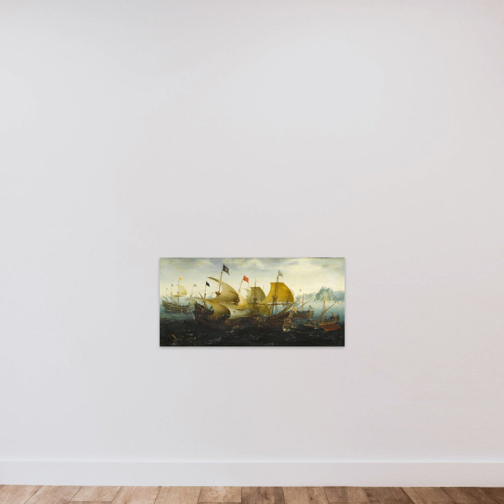 Incident from the Battle of the Spanish Armada unframed — shown to scale