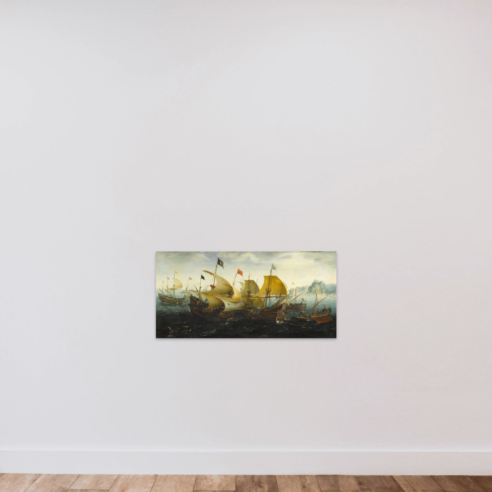 Incident from the Battle of the Spanish Armada unframed — shown to scale
