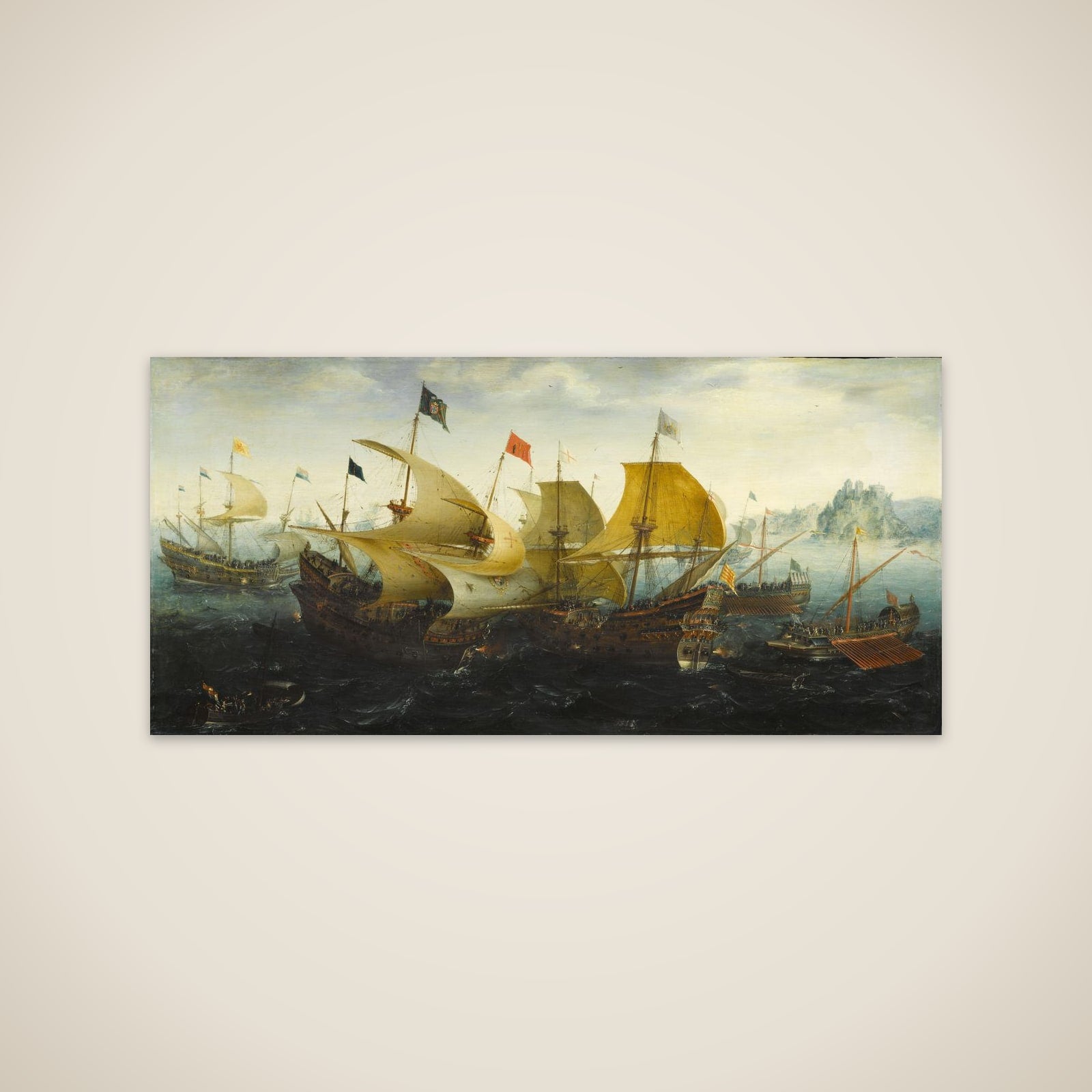 Incident from the Battle of the Spanish Armada unframed print
