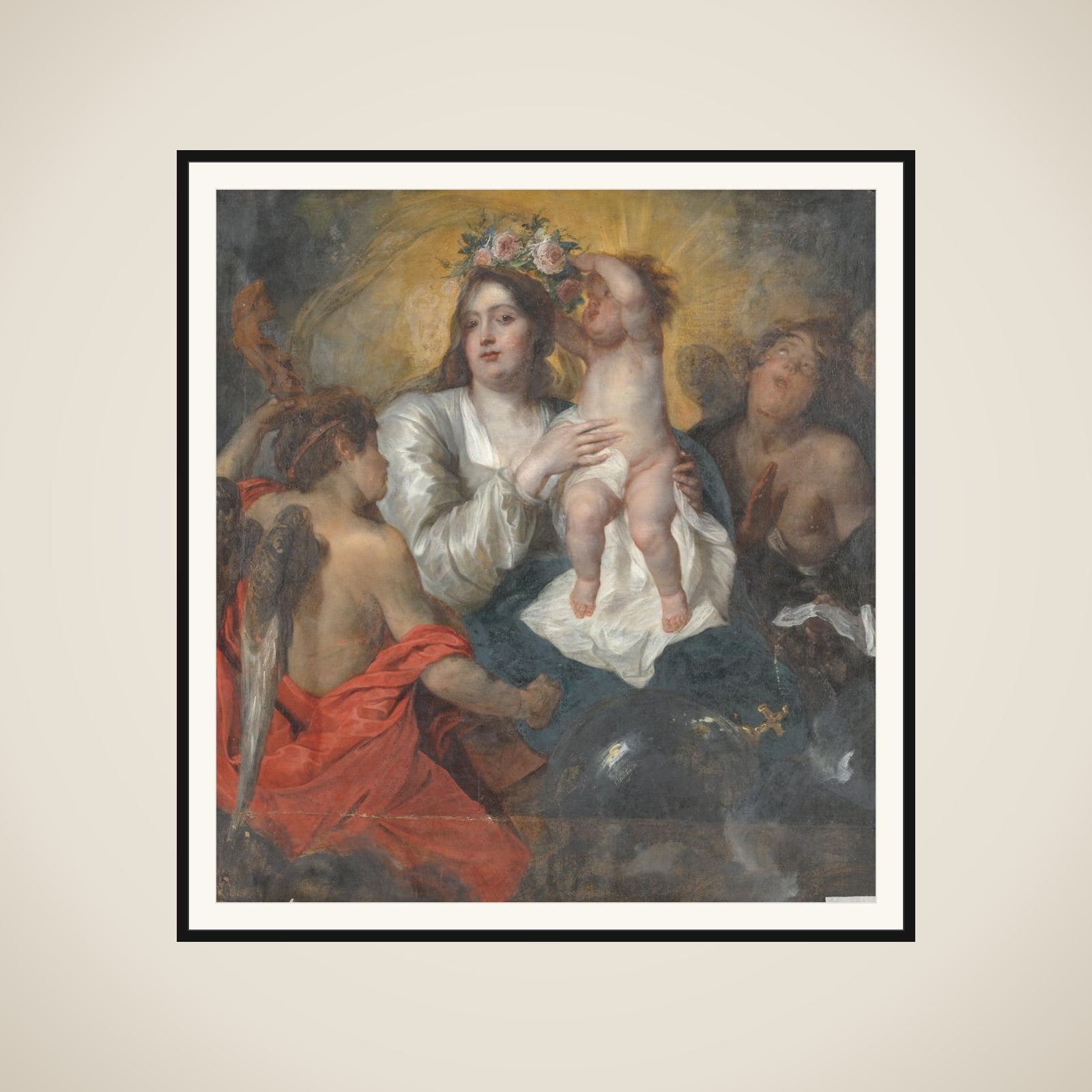 The Virgin Crowned by the Infant Christ framed