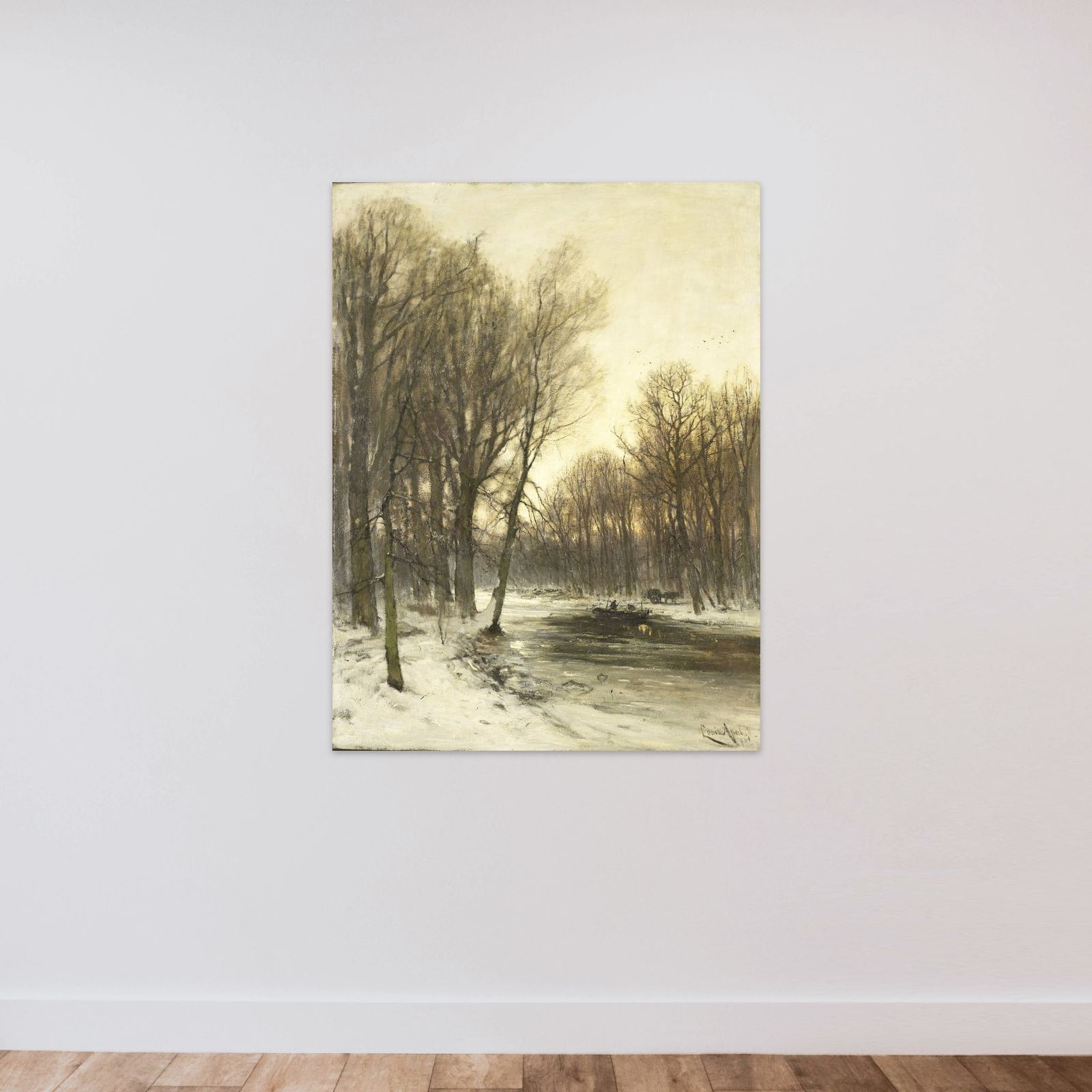 An Afternoon view of Snowy Woods unframed — shown to scale