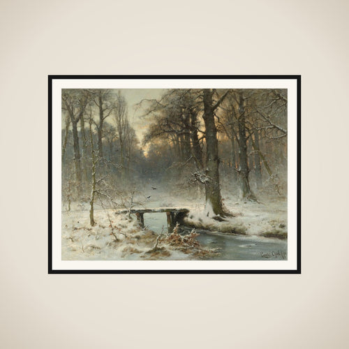 A January Evening in the Woods of The Hague framed