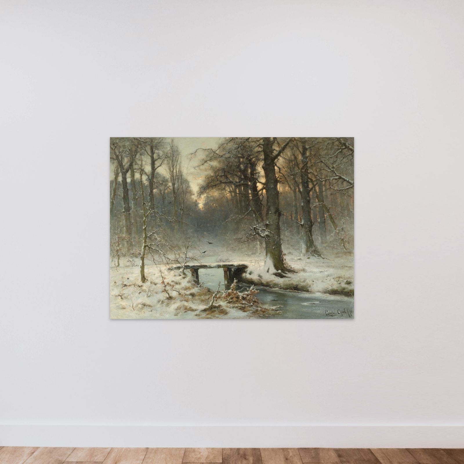 A January Evening in the Woods of The Hague unframed — shown to scale