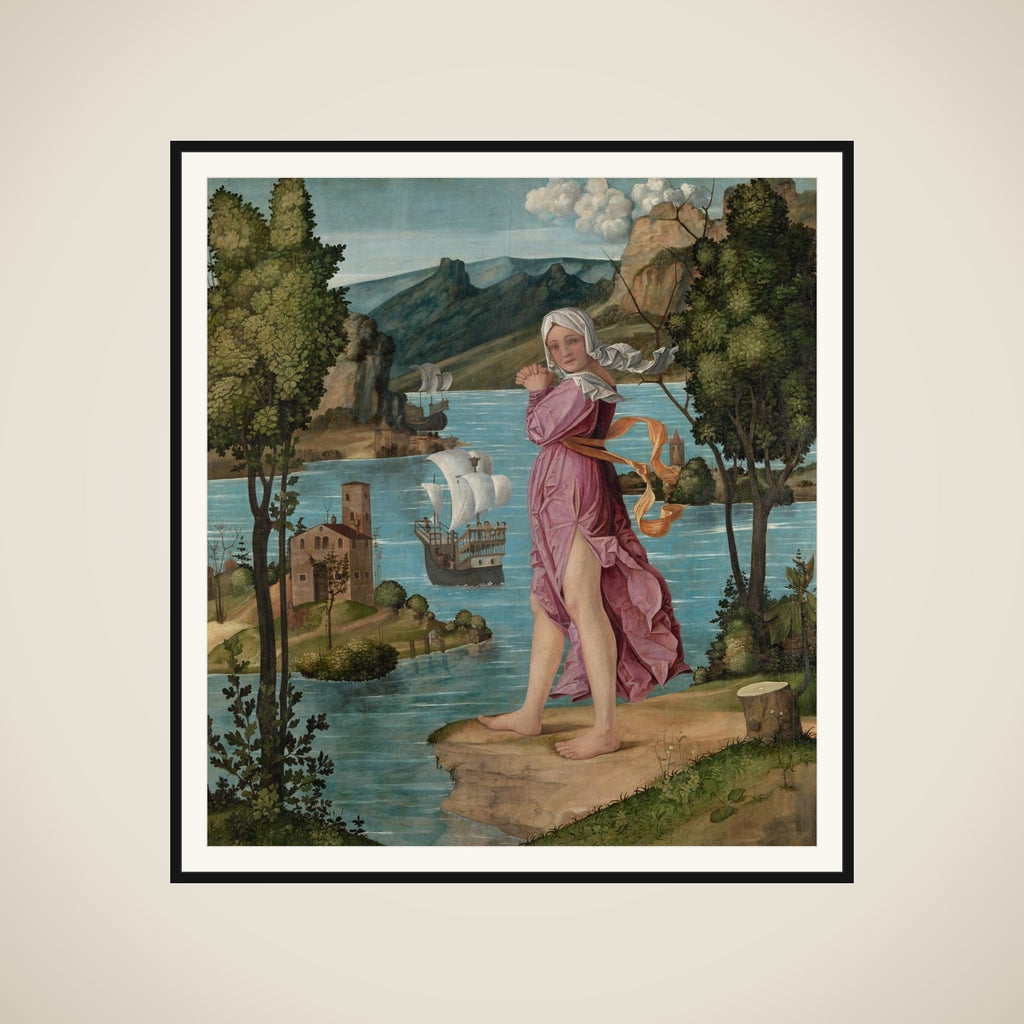Woman Standing at Water's Edge framed