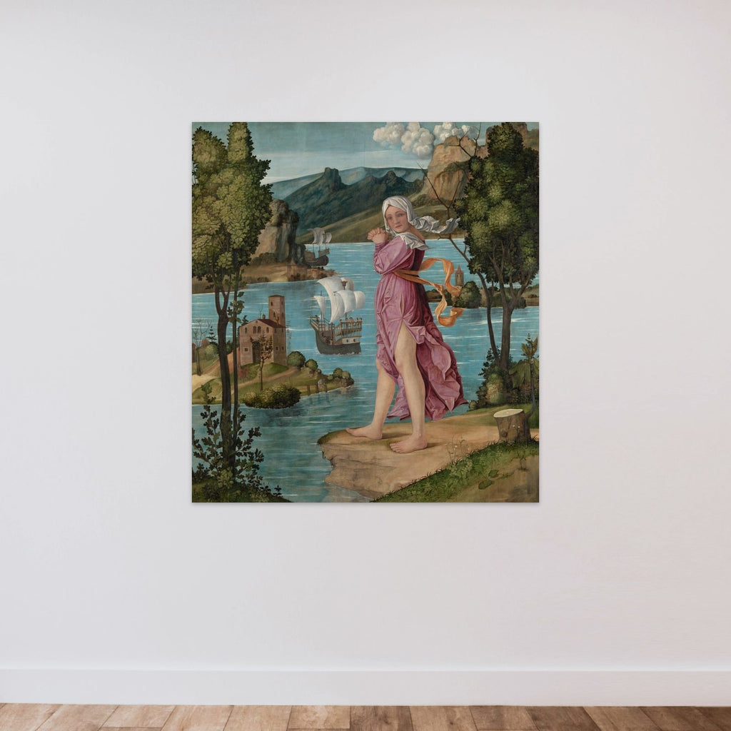 Woman Standing at Water's Edge unframed — shown to scale