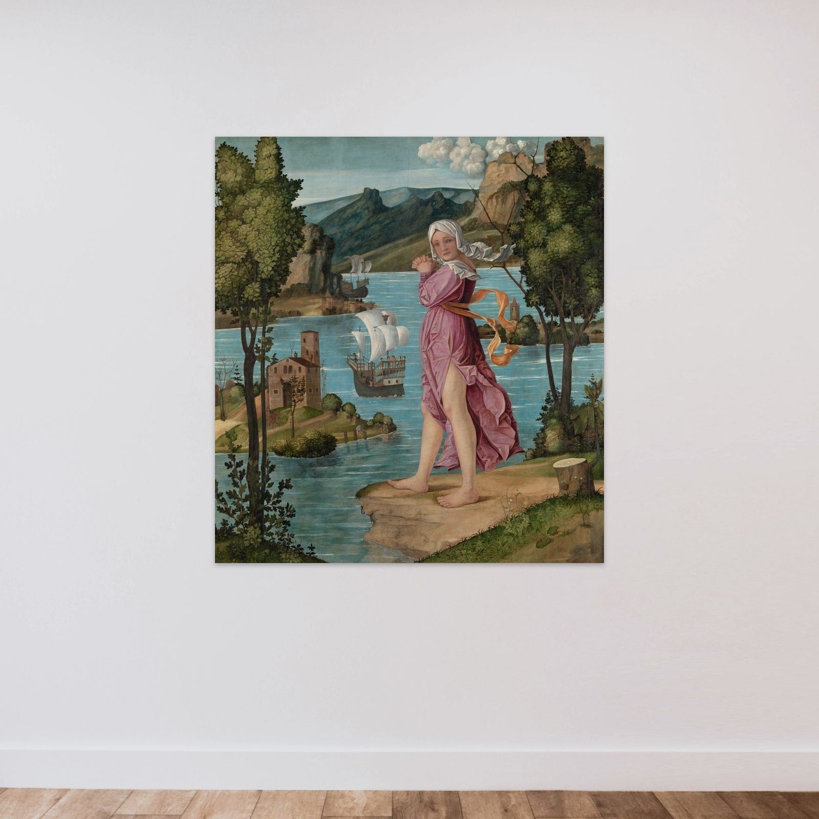 Woman Standing at Water's Edge unframed — shown to scale