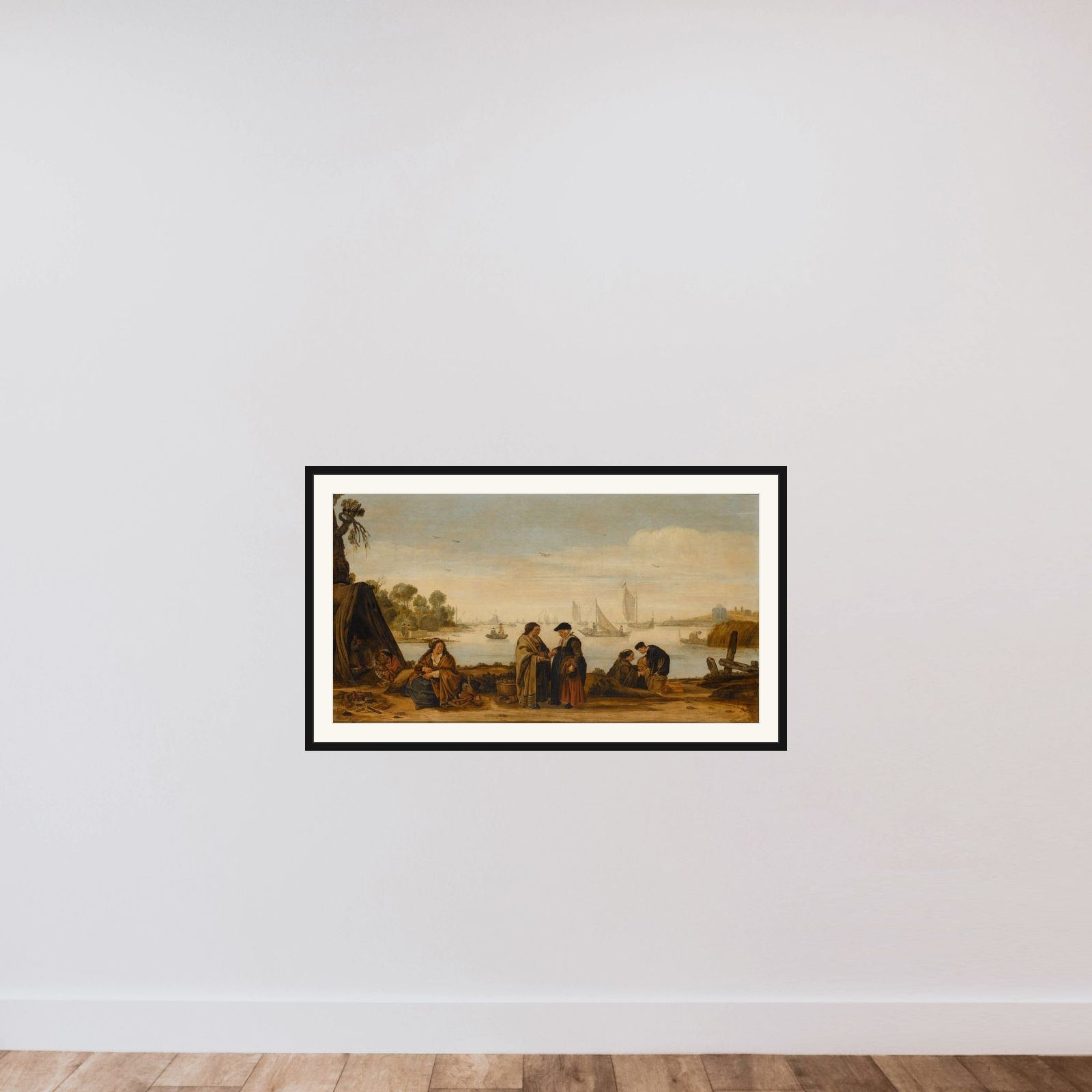 Riverlandscape with Women Fortune-Telling framed — shown to scale