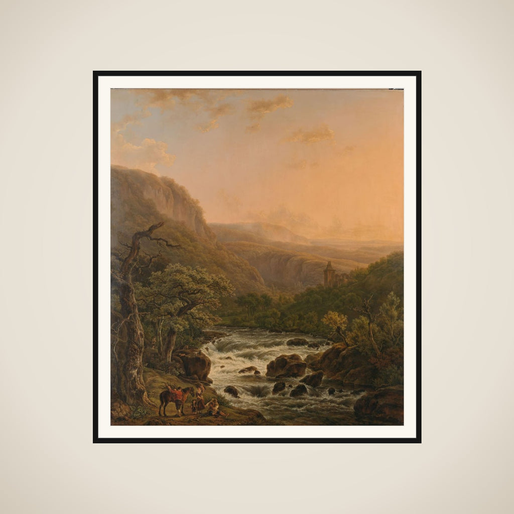 River in the Ardennes at Sunset framed