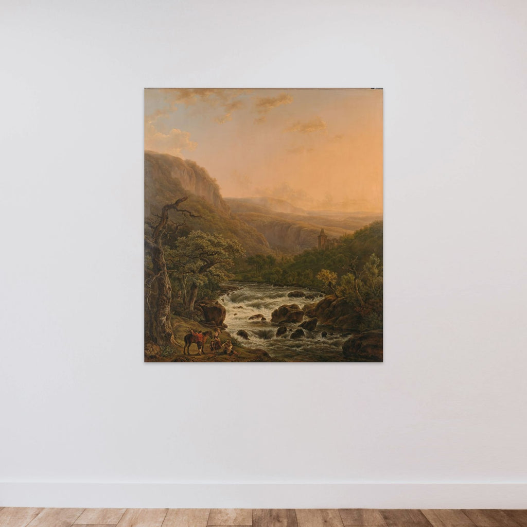 River in the Ardennes at Sunset unframed — shown to scale