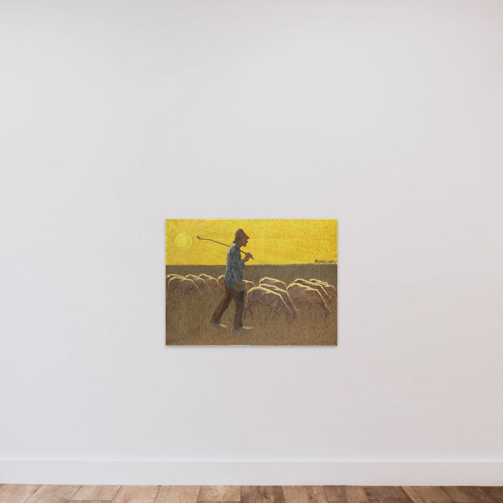 Shepherd with Sheep unframed — shown to scale