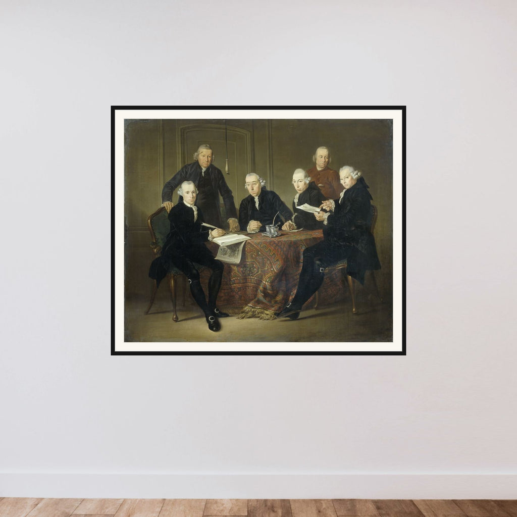 The Four Regents, the Secretary and the House Father of the Lepers' House of Amsterdam, 1773 framed — shown to scale