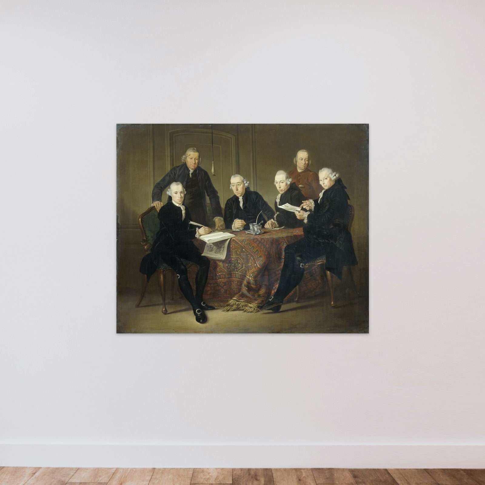 The Four Regents, the Secretary and the House Father of the Lepers' House of Amsterdam, 1773 unframed — shown to scale