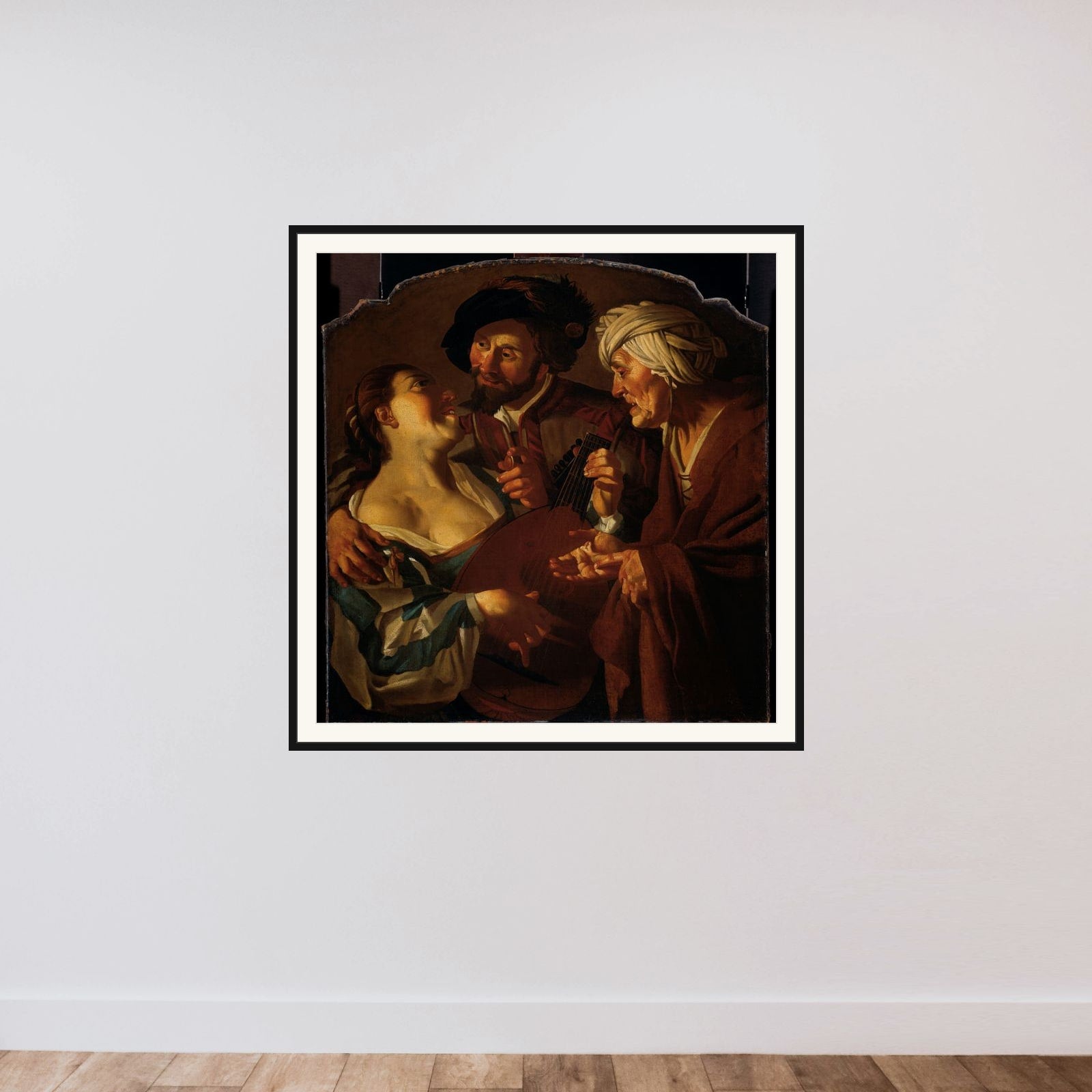 The Procuress framed — shown to scale
