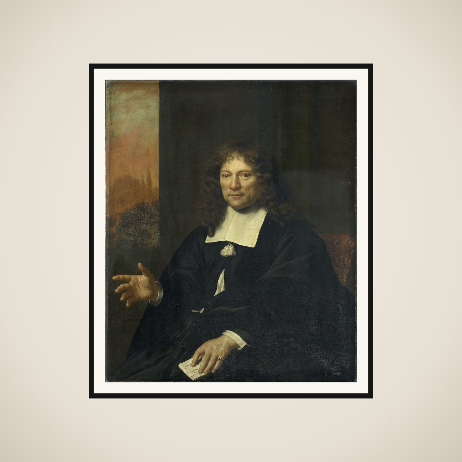 Portrait of Daniel Niellius. Elder of the Remonstrant Church and Sampling Official of Alkmaar framed