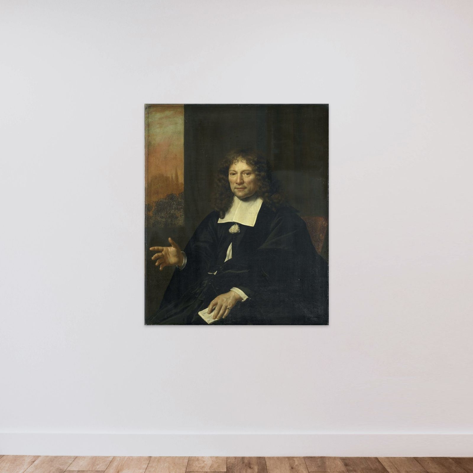 Portrait of Daniel Niellius. Elder of the Remonstrant Church and Sampling Official of Alkmaar unframed — shown to scale