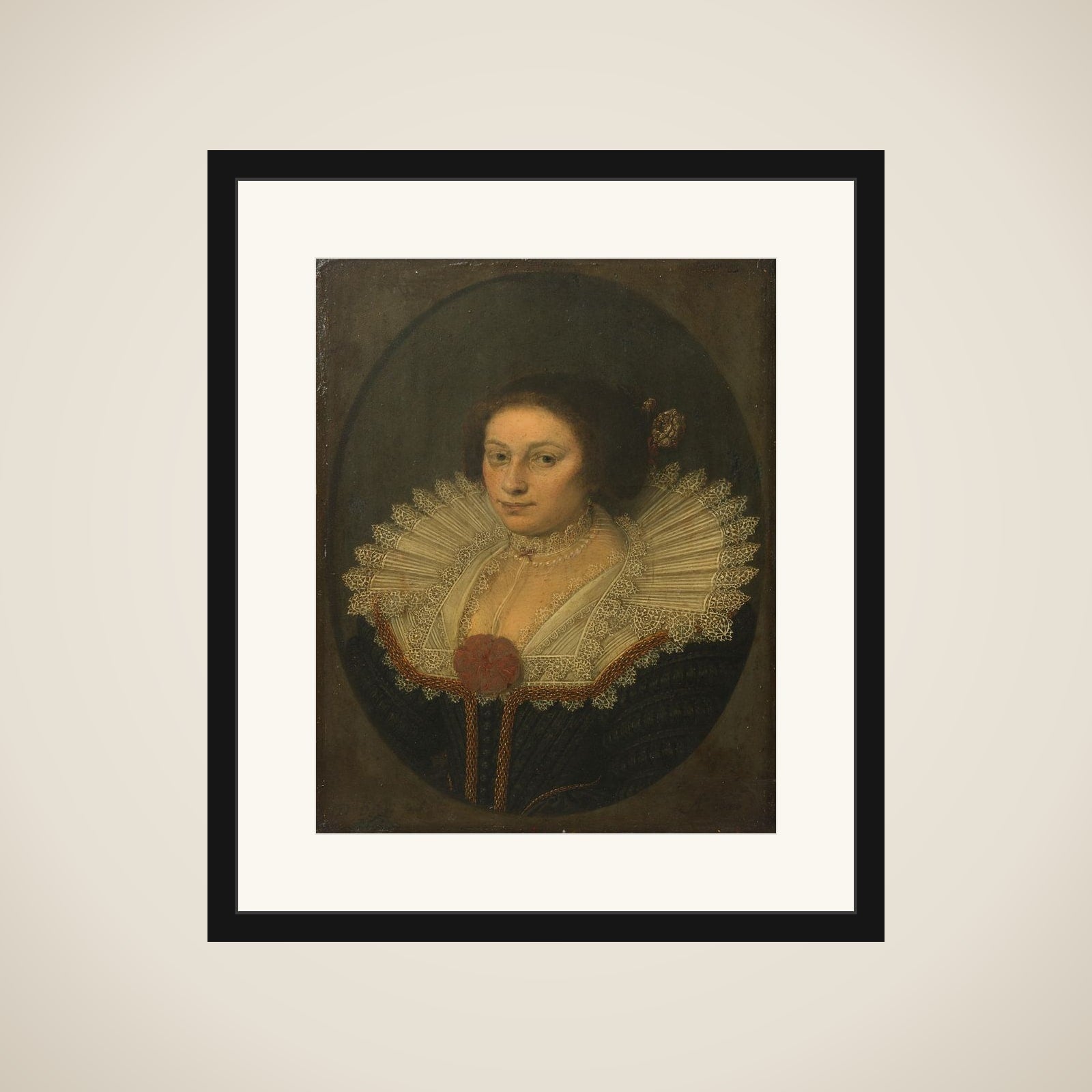 Portrait of a Woman, Thought to be Maria van Reigersbergh (1589-1653), Wife of Hugo de Groot framed