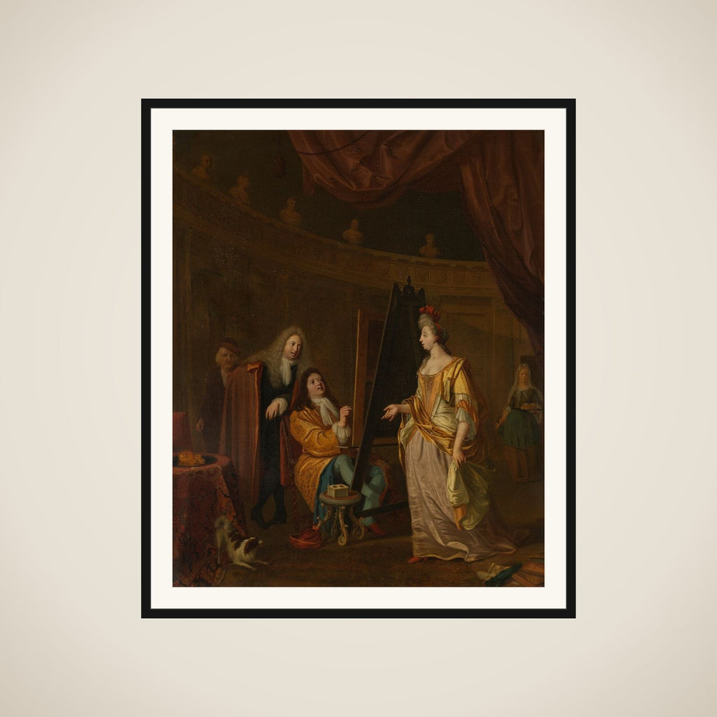 An Artist in his Studio, Painting the Portrait of a Lady framed