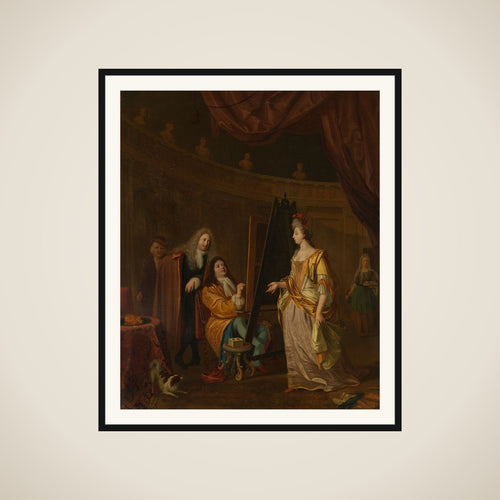 An Artist in his Studio, Painting the Portrait of a Lady framed