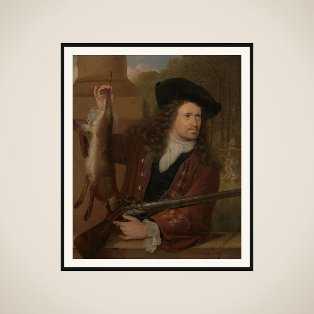 Jan de Hooghe (1650-1731). Anna de Hooghe's Cousin, Dressed for Shooting framed