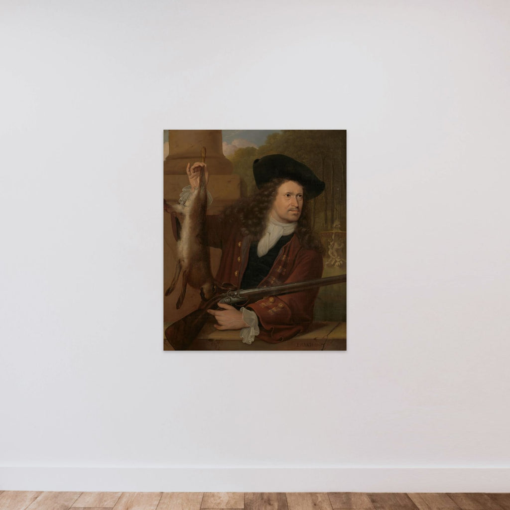 Jan de Hooghe (1650-1731). Anna de Hooghe's Cousin, Dressed for Shooting unframed — shown to scale