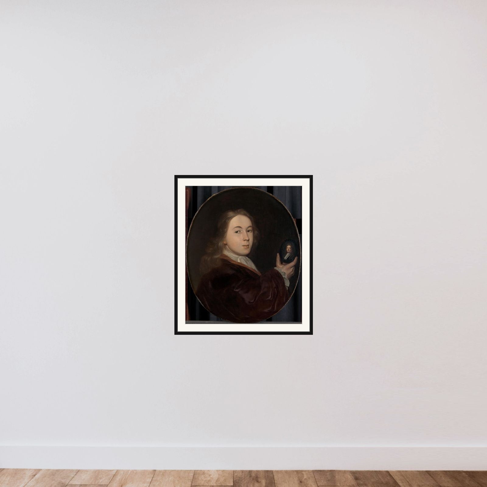 Johannes Bakhuysen (1683-1731). With a Miniature Portrait of his Father Ludolf framed — shown to scale